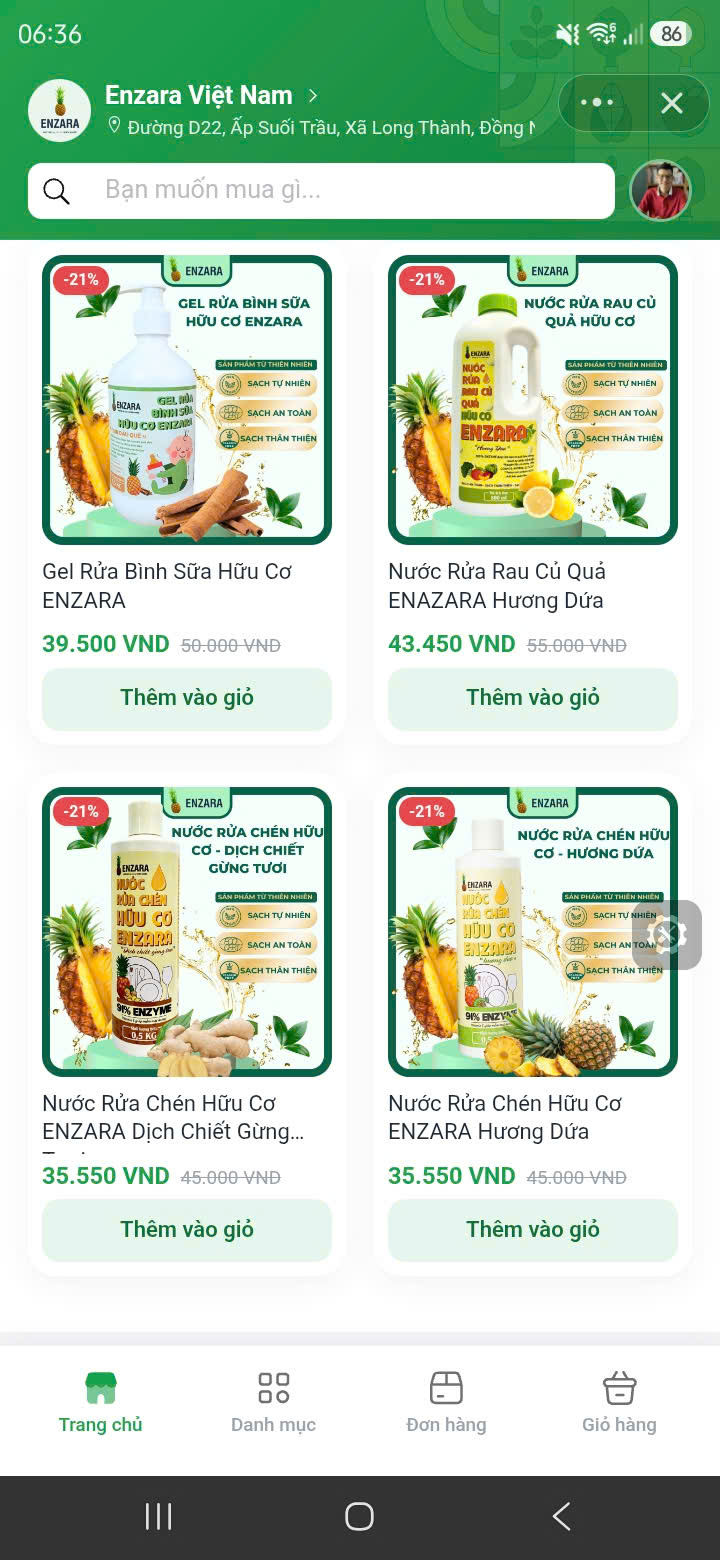 ENZARA — trang chủ sản phẩm